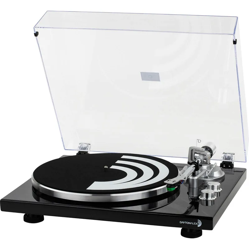 Vendita Finale Dayton Audio Belt Drive Turntable with USB, Bluetooth, Audio Technica AT-VM95E Cartridge - Gloss Black