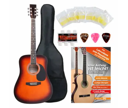 Bestseller Classic Cantabile Westerngitarra Starter-SET incl. set accessori 5 pezzi sunburst