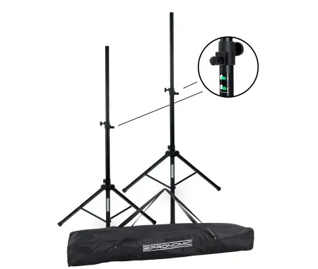Solo Oggi Pronomic SPS-2A Supporti per Casse in Alluminio con Spina di Bloccaggio Set 2x con Borsa