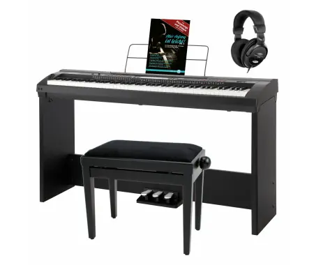 Scelto Dai Clienti Classic Cantabile SP-250 BK Stagepiano nero Deluxe Set incl. supporto, panca, cuffie e scuola