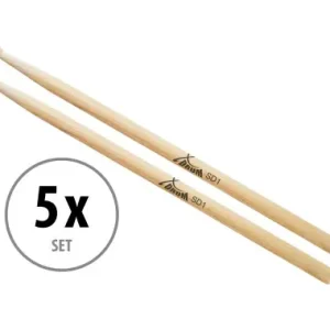 Consegna Rapida 5 Paia di Bacchette XDrum SD1, Hickory, Punta in Legno