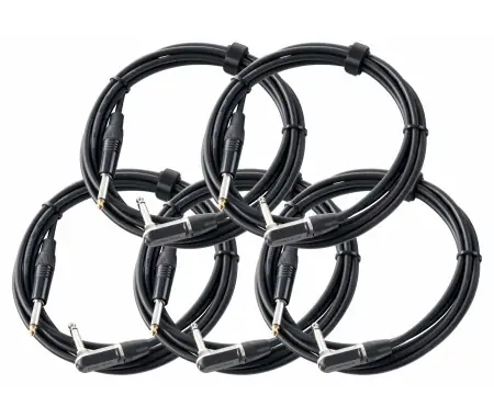 Pronomic Stage INST-A-3 Cavo per Strumenti Angolato 3 m Nero Set da 5 Professionale