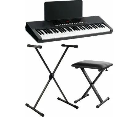 FunKey 61 MKII Keyboard Set Nero incl. Supporto per Tastiera + Panchetta Professionale