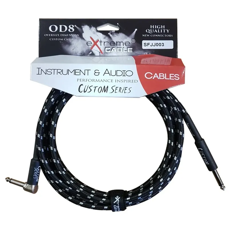 EXTREME SFJJ003/5M CAVO AUDIO JACK DRITTO-ANGOLO COTONATO NERO OD8 SERIE CUSTOM PER STRUMENTI LIVE STUDIO 5 METRI Must-Have