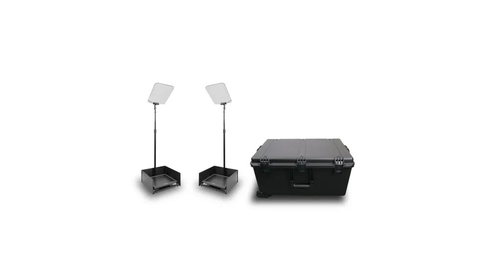 Non Perdere Prompter People PRO-SP17PHBKIT StagePro 17″ 1000 NIT High-Brightness Presidential Teleprompter mit Metallstange – 2er Set mit Flightcase