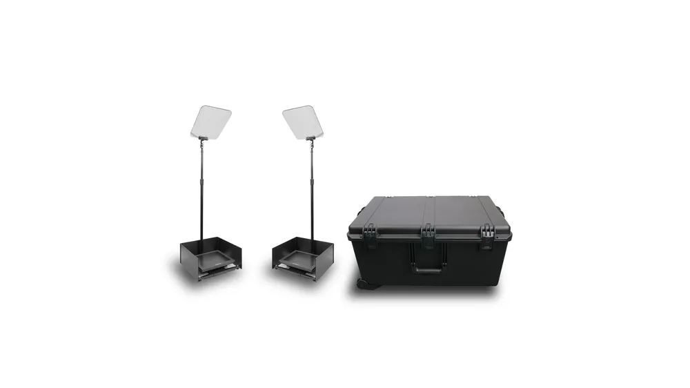 Prompter People PRO-SP15PKIT StagePro 15″ 400 NIT Teleprompter Presidential con soporte metálico – set de 2 con flight case Vendita Finale
