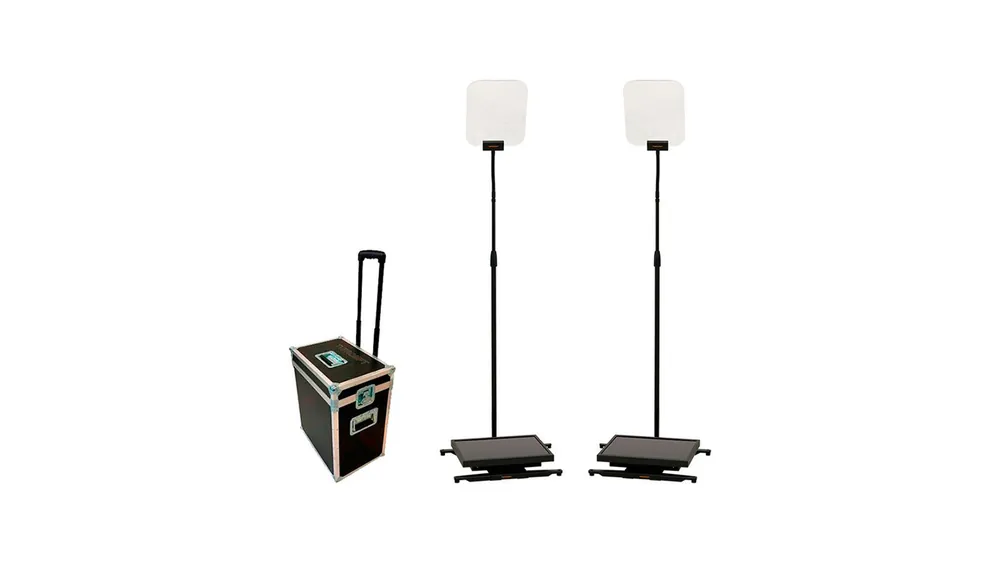 TVPrompt INBOX19HB Stagepro Pair Presidential high brightness HB 1000nit teleprompter with 19” auto-reverse monitor and travel case Affare