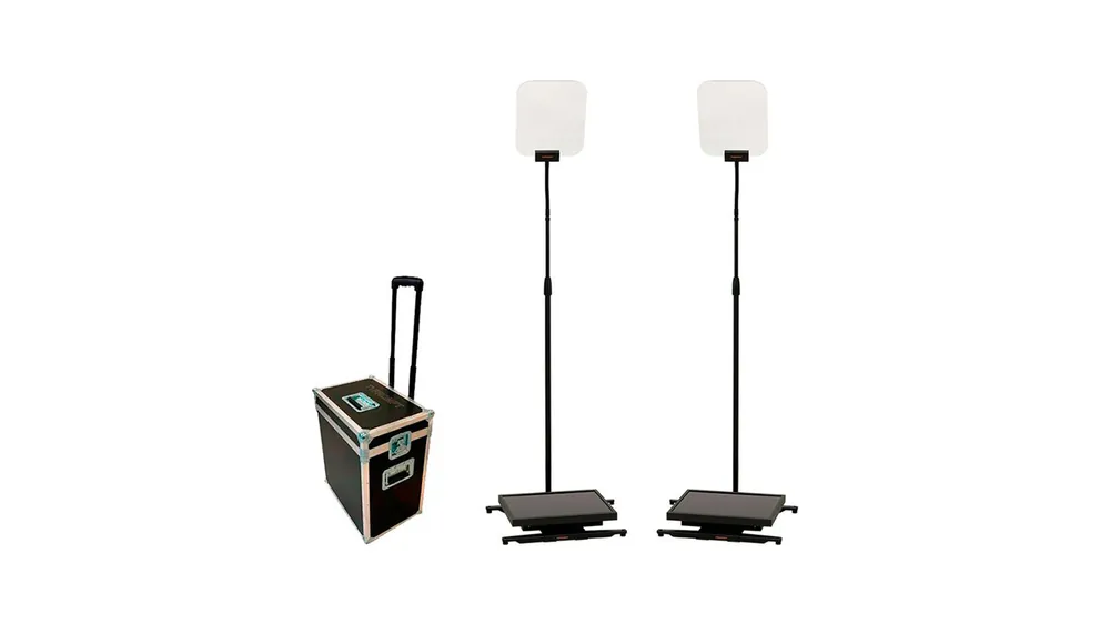 Must-Have Teleprompter TVPrompt INBOX22HB Stagepro Pair Presidential ad alta luminosità HB 1000nit con monitor auto-reverse da 22″ e custodia da viaggio