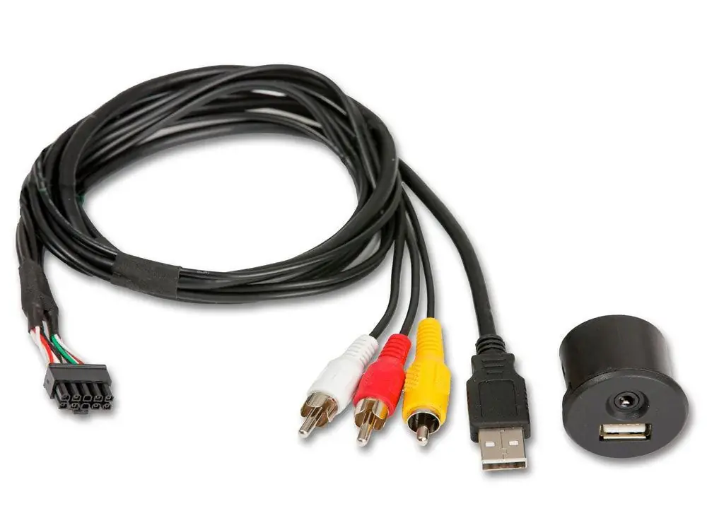 Alpine KCU-1A Cavo prolunga 90 cm USB/AUX con 3 RCA Audio/Video da pannello per Golf VI e Ducato Non Perdere