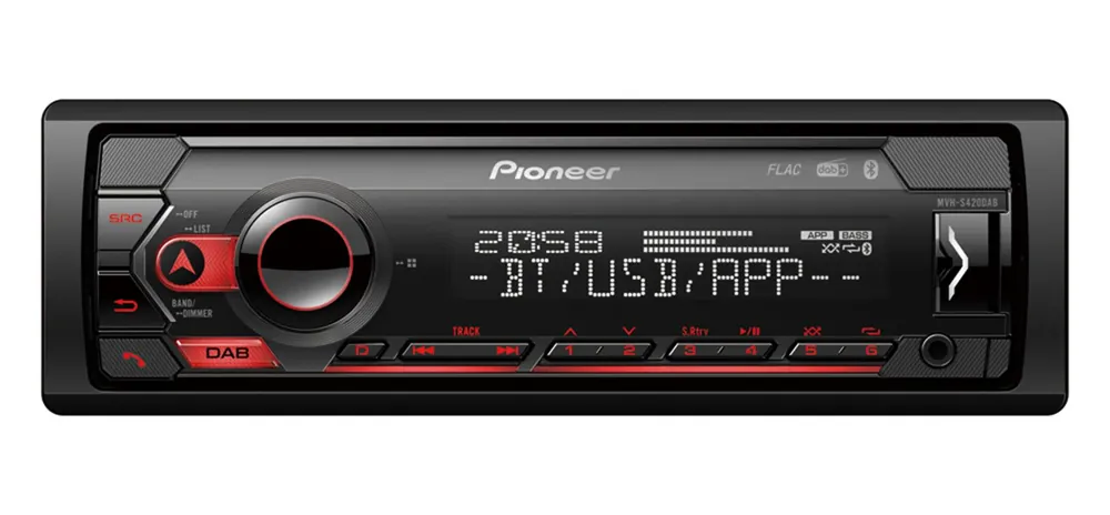 Pioneer MVH-S420DAB con DAB/DAB+, Bluetooth, illuminazione rossa, USB, Spotify Consegna Rapida