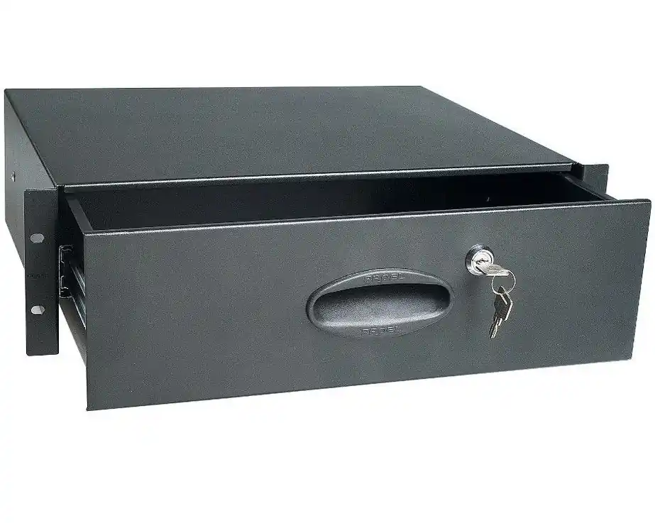 PROEL ADRK3CR CASSETTO CON CHIAVE 3 UNITA‘ RACK 19" IN ACCIAIO FINITURA NERO GOFFRATO Sconto