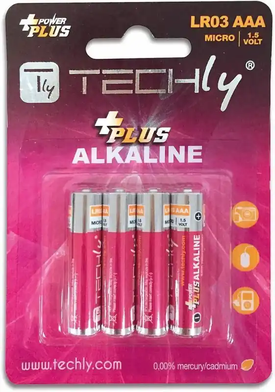 Blister 4 Batterie Power Plus Mini Stilo AAA Alcaline LR03 1.5V Reso Gratuito
