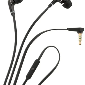 Auricolare Cuffia In-Ear con Microfono Cavo Piatto, Colore Nero Promozione Esclusiva