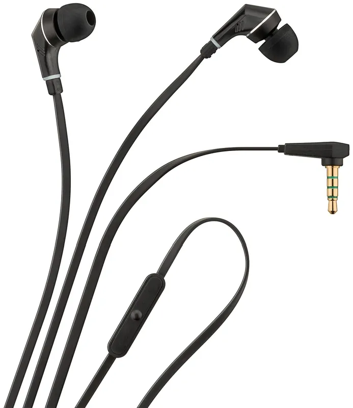 Auricolare Cuffia In-Ear con Microfono Cavo Piatto, Colore Nero Promozione Esclusiva