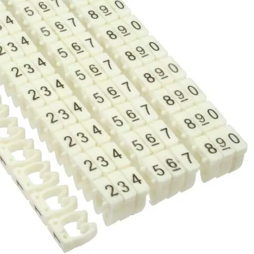 Solo Oggi Segnacavo bianco con numeri "0-9" per cavi da 1.5mmq