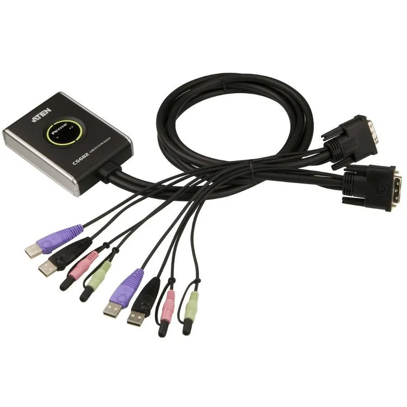 Mini Switch KVM USB Video DVI Audio e Microfono, CS682 Prezzo Conveniente