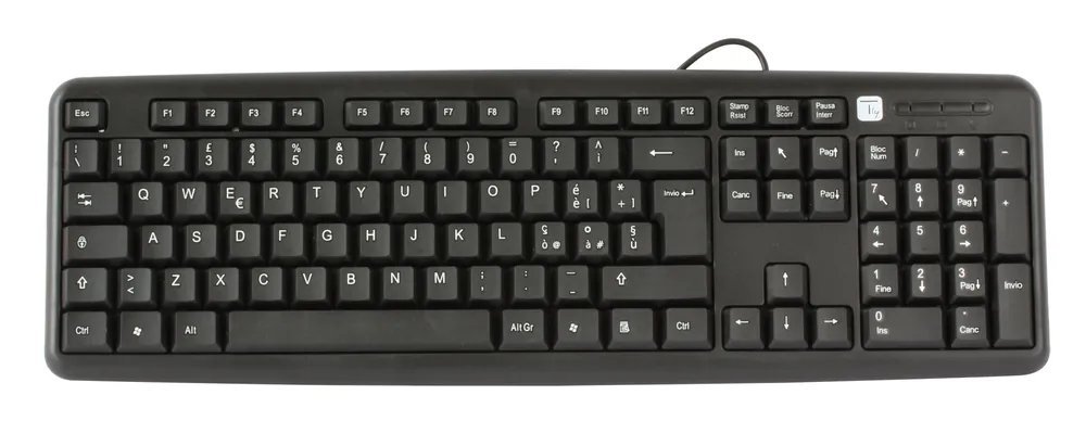 Tastiera USB 105 Tasti Layout Italiano Nero Reso Gratuito