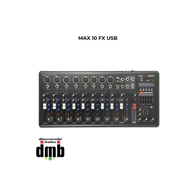 Economico MARK - MAX 10 FX USB - Mixer a 8+1 canali. Lettore/Registratore.